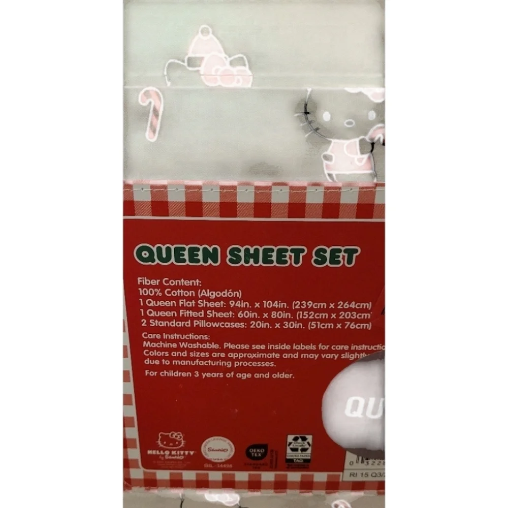 Hello Kitty Christmas Candy Cane Novelty Queen Sized Sheets New with Tags Sanrio